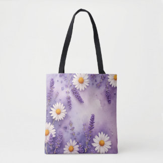 Tote Bolsa de Sonhos de Margarida e Campos de Lavanda