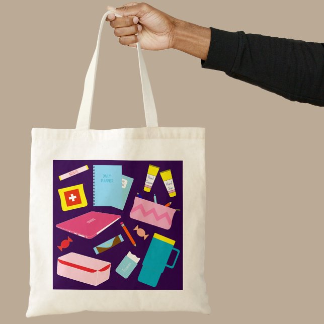 Tote Bolsa de Suprimentos com Coisas Essenciais para Pr (Teacher tote bag)