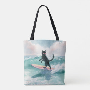 Tote Bolsa de Surfista de Gato Negro Whimsso