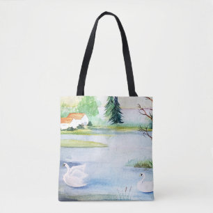 Tote Bolsa de Swan Lake Watercolor