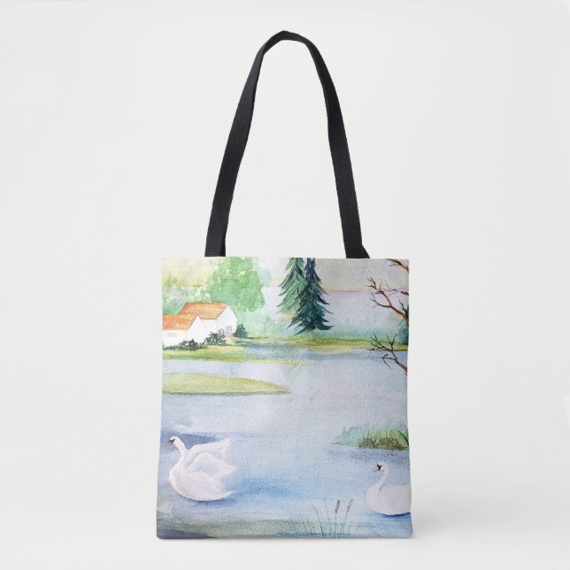 Tote Bolsa de Swan Lake Watercolor (Frente)