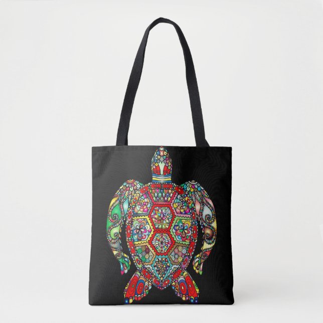 Tote Bolsa de tartaruga marinha mosaica (Frente)