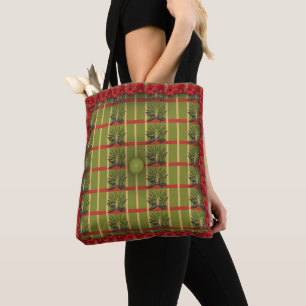 Tote Bolsa de Tecido com ranhura verde