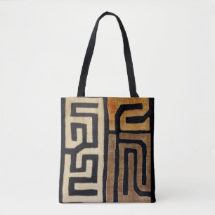 Tote Bolsa de tecido Kuba impresso, bege, castanho, pre