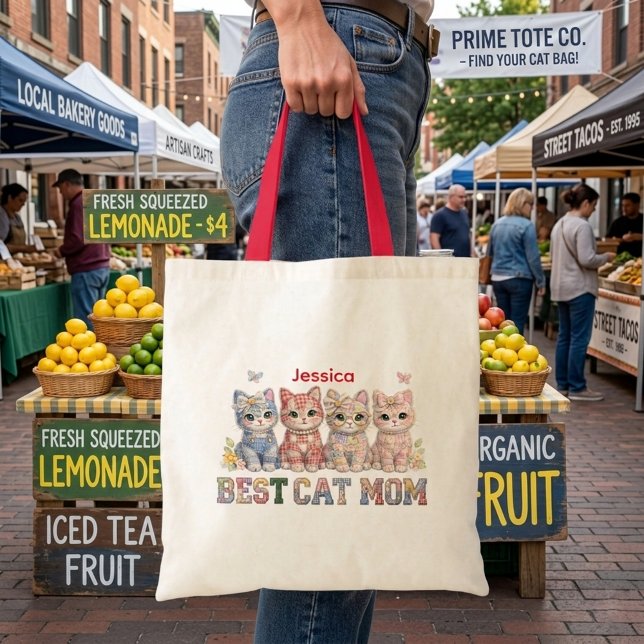 Tote Bolsa de Tecido Personalizada Diversão Melhor Mãe  (Criador carregado)