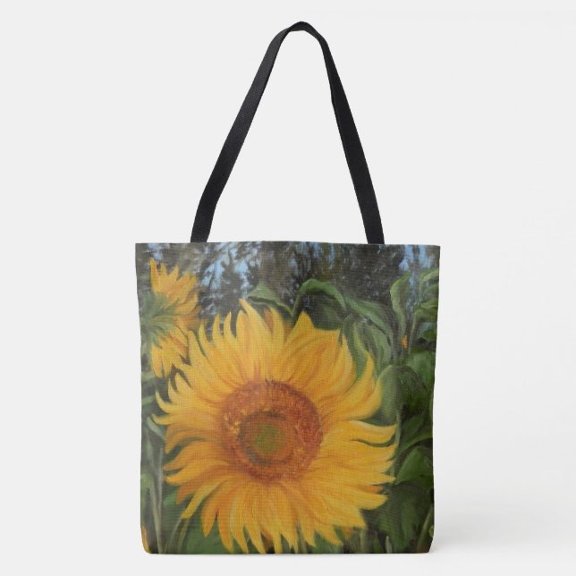 Tote Bolsa de tela con girasol enorme (Frente)