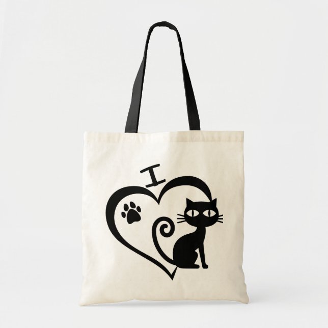 Tote Bolsa de tela I Love Cats (Frente)