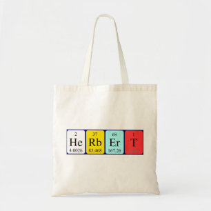 Tote Bolsa de toques com nome de mesa periódica Herber