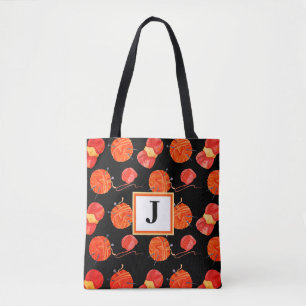 Tote Bolsa de tricô de monograma laranja