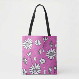 Tote Bolsa de Verão de Flor Divertido, Rosa