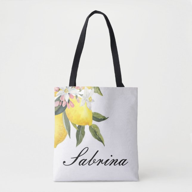 TOTE BOLSA DE VERÃO PERSONALIZADO DE VOLTA COM LEMÕES (Frente)