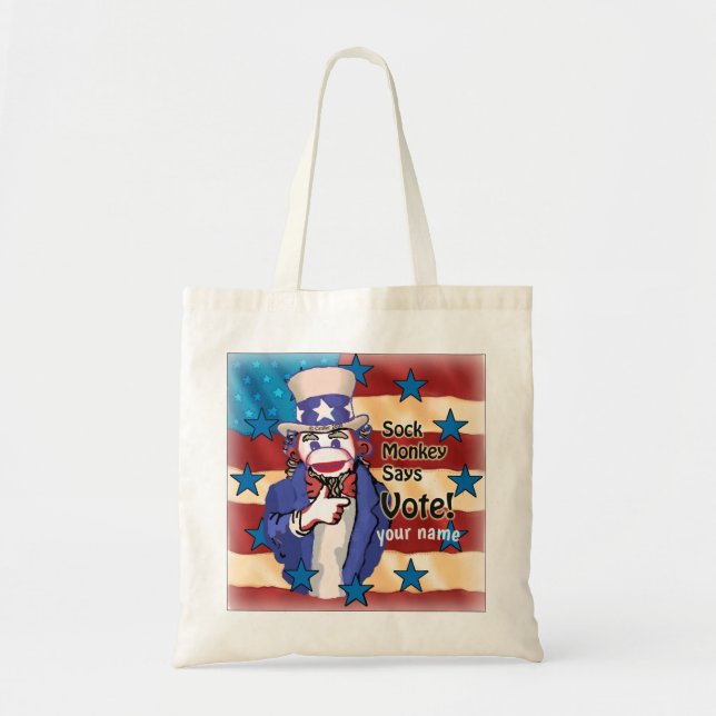 Tote Bolsa de voto de macaco de meias (Frente)