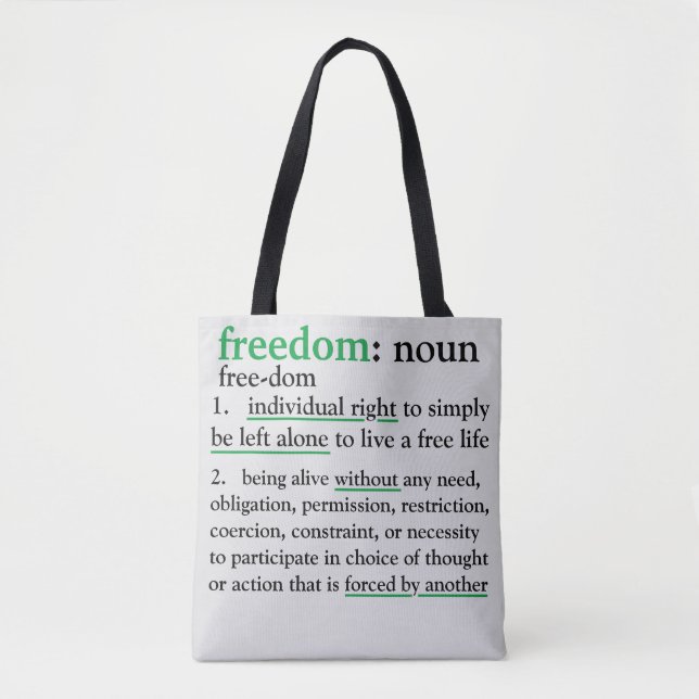 Tote Bolsa definido pela liberdade (Frente)
