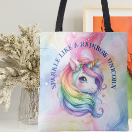 Tote Bolsa Design Colorida do Arco-Íris Unicorn