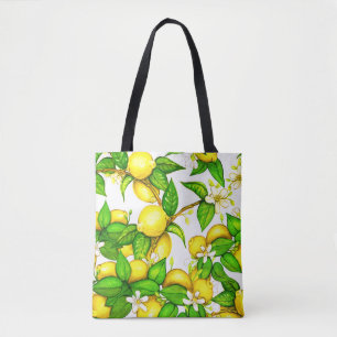 Tote Bolsa do impressão do limão no branco
