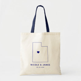 Tote Bolsa do Mapa de Boas-vindas de Utah, Marinho Blue
