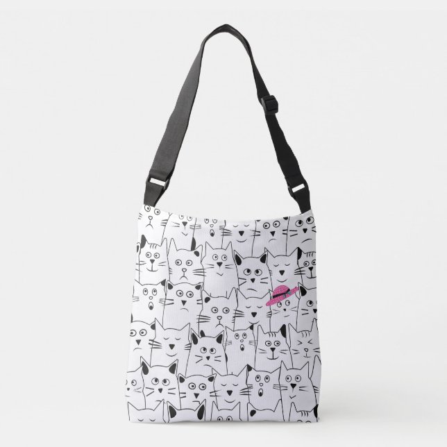 Tote Bolsa do Ombro de Gato Rosa (Frente)