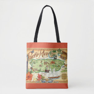 Tote Bolsa do Ombro do Mapa do Cartão Postal Porto Rico