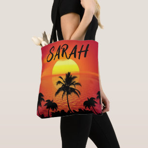 Tote Bolsa do ombro do SUNSET TROPICAL personalizado