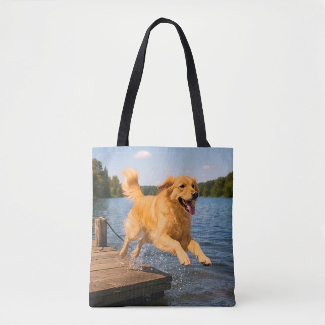 Tote Bolsa do Ombro Elegante do Retriever do ouro (Frente)