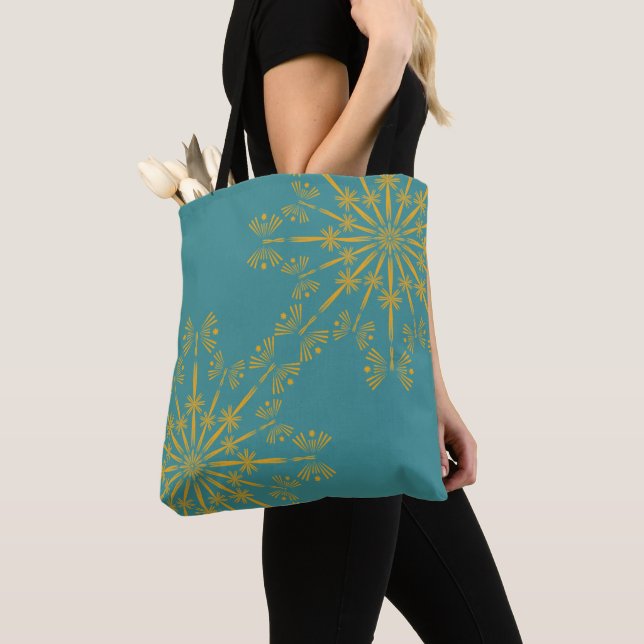 Tote Bolsa do Ombro Teal de Mandala (Close Up)