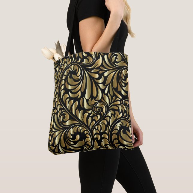 Tote Bolsa - Drama em preto e Dourado (Close Up)
