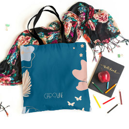 Tote Bolsa Elegante Azul Boho Fofa para Senhoras