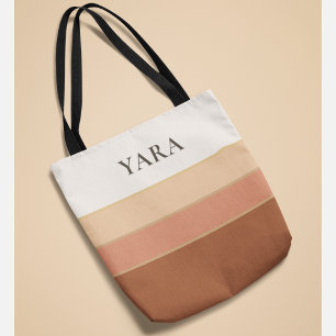 Tote Bolsa Elegante com Listras e Nome –  Minimal Chic