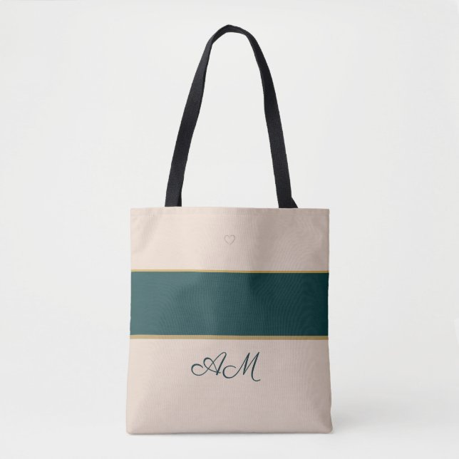 Tote Bolsa Elegante com Monograma | Projeto de Listras  (Frente)
