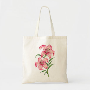 Tote Bolsa elegante de flor de lírio rosa