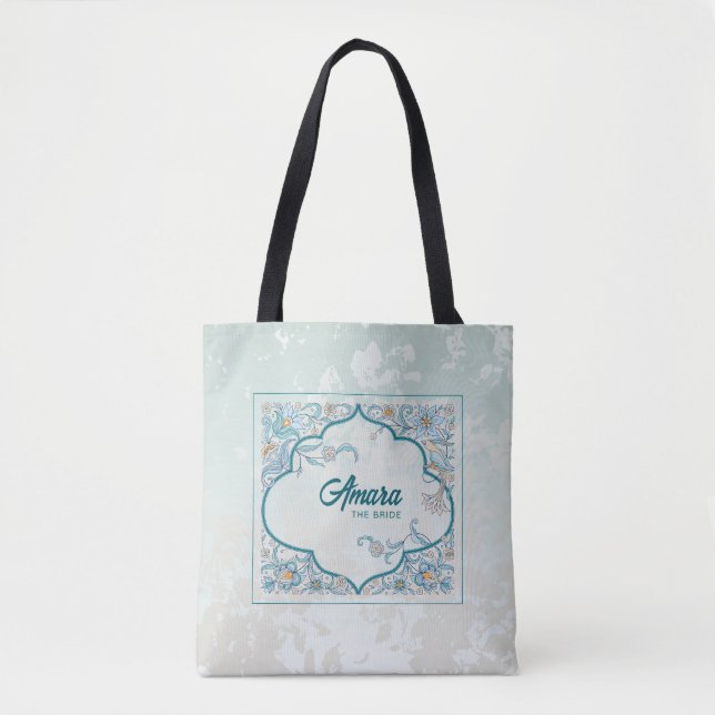 Tote Bolsa Elegante de Floral Arabesco (Frente)