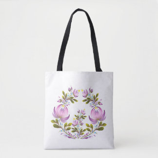 Tote Bolsa Elegante de Flores Roxas