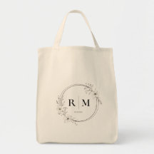 Bolsa Elegante de Monograma Floral Personalizada