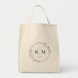 Tote Bolsa Elegante de Monograma Floral Personalizada