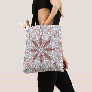 Tote Bolsa Elegante de Renda Branca com Flores