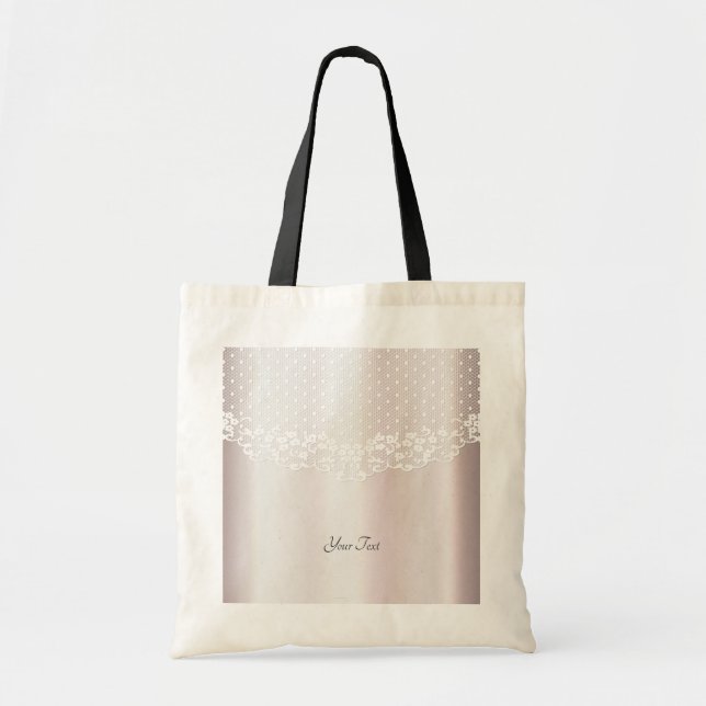 Tote Bolsa Elegante de Renda Branca com Flores (Frente)