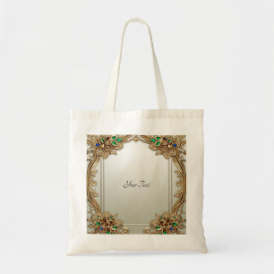 Tote Bolsa Elegante Dourada Ornada