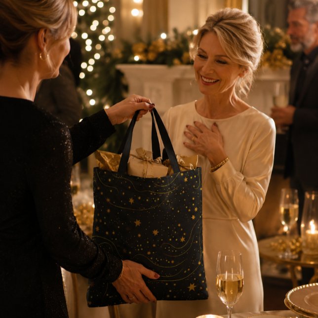 Tote Bolsa Elegante Estrelas Douradas Noite (Criador carregado)