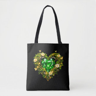 Tote Bolsa Elegante Luxo Emerald Heart
