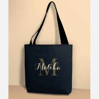 Tote Bolsa Elegante Personalizada com Monograma Dourado