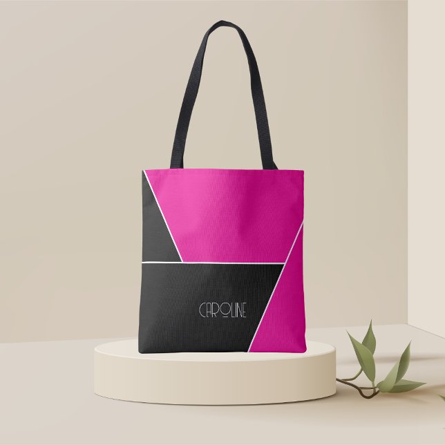 Tote Bolsa Elegante Simples Preta com Padrão Fofo (Criador carregado)