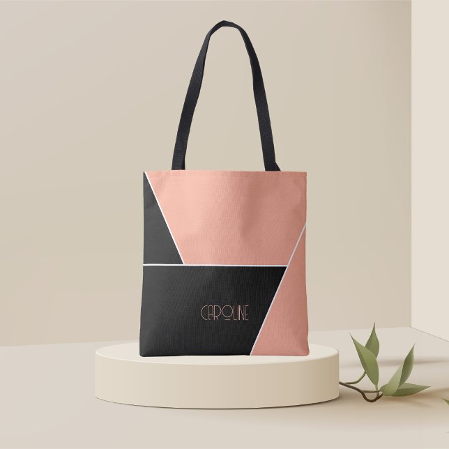 Tote Bolsa Elegante Simples Preta com Padrão Fofo (Criador carregado)