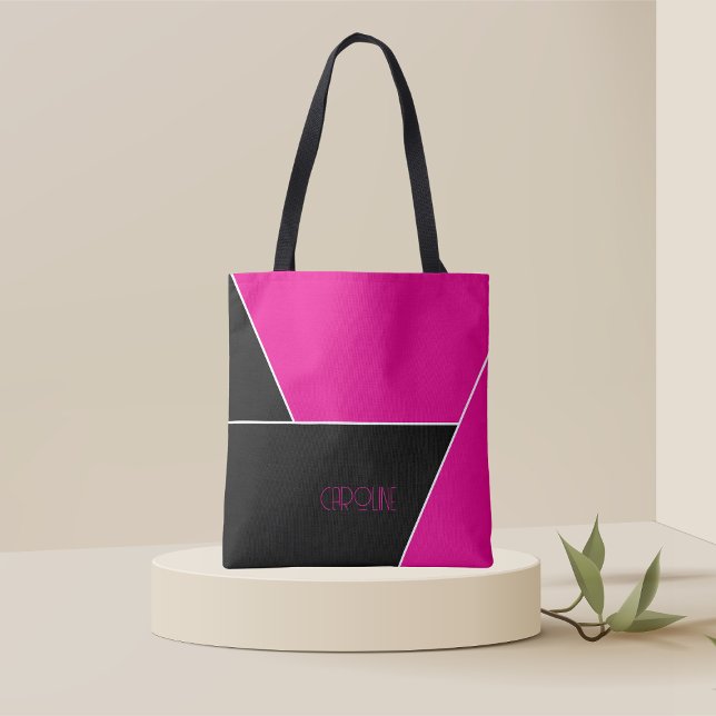 Tote Bolsa Elegante Simples Preta com Padrão Fofo para  (Criador carregado)