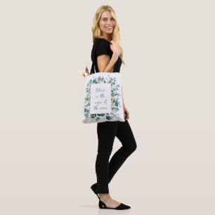 Tote Bolsa Elegante Verde Dourado com Aquarela Botânica