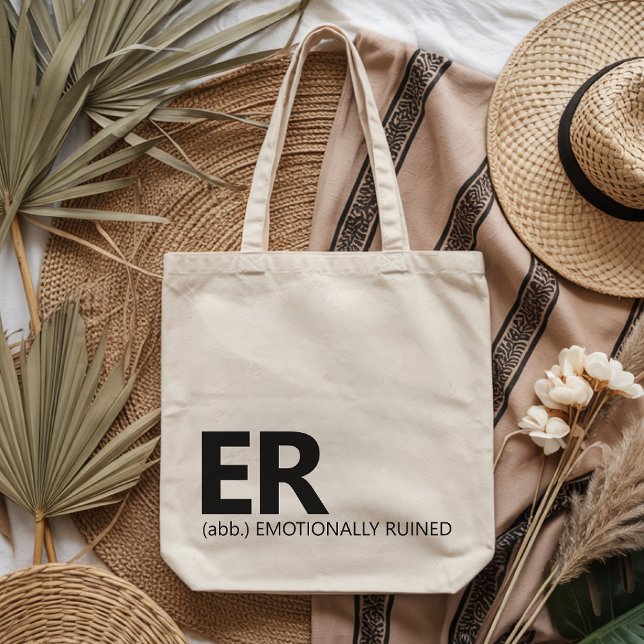 Tote Bolsa ER de Graduação com Letra Moderna para Enfer (funny nurse tote gift for her, healthcare humor tote gift for her, ER nurse tote gift for coworker)