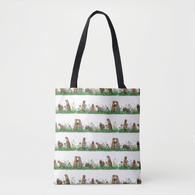 Tote Bolsa Estampada com Prado de Cães da Pradaria (Frente)