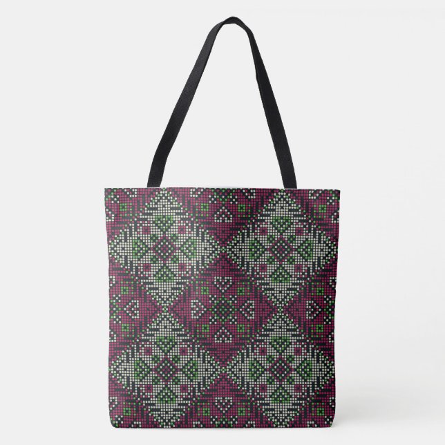 Tote Bolsa Étnico Verde/Burgundy (Frente)