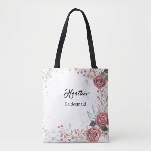 Tote Bolsa floral cor-de-rosa suave (Frente)