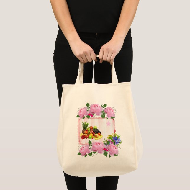 Tote Bolsa Floral de Frutas (Frente (produto))