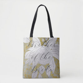Tote Bolsa Floral de Presente Bridal Prata Elegante e D